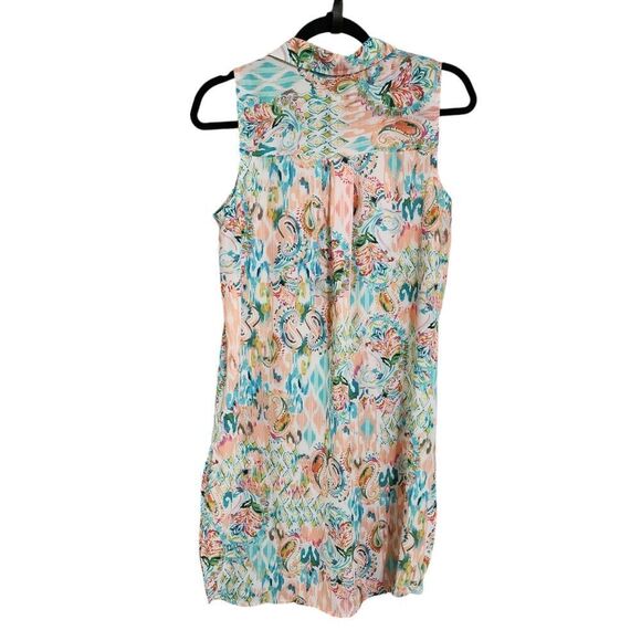 Spense multicolor paisley tropical print button up shirt dress M - Picture 2 of 4